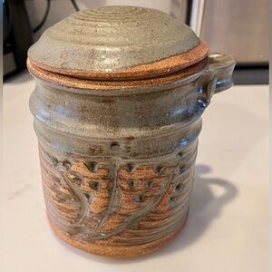 Vintage Handmade Pottery Canister With Lid Signed